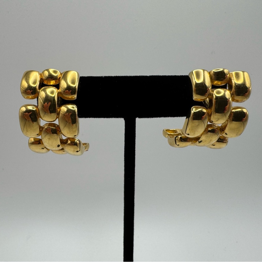 Gold Tone Chunky Link Hoop Earrings - Women's Fashion Jewelry